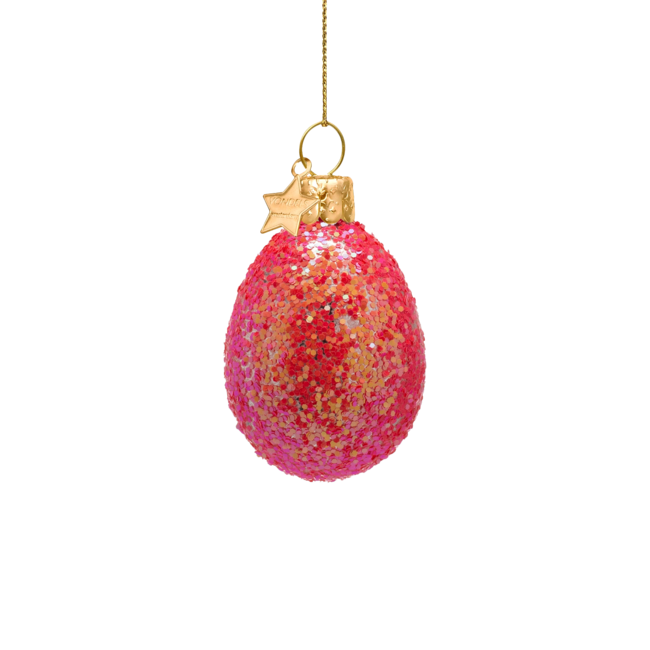 Vondels Paasei met glitter paasornament 6 cm set van 5