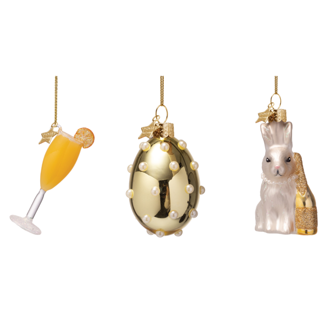 Vondels Vondels Glazen Paasornament Set – Mimosa Brunch