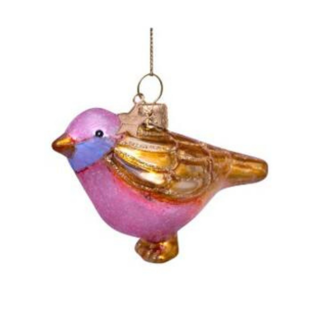 Vondels Ornament Pasen Glazen Vogeltje (Roze/Geel/Goud)