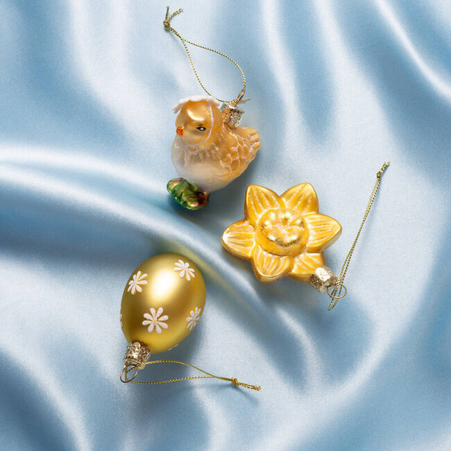 Vondels Ornament Pasen Glazen Narcis Geel