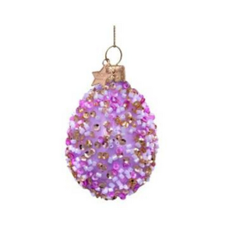Vondels Ornament Pasen Roze Ei met Gouden Kraaltjes & Pailletten