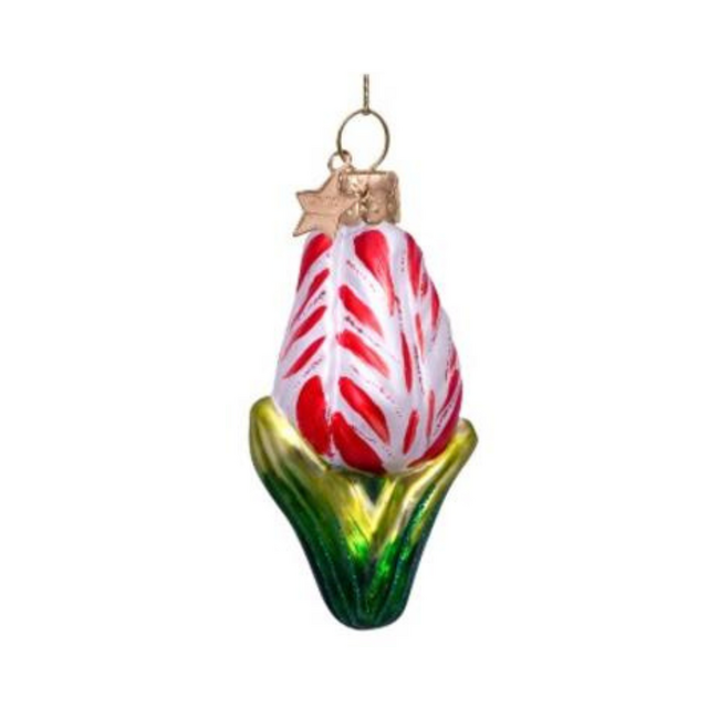 Vondels Ornament Pasen GlazenTulp rood-wit