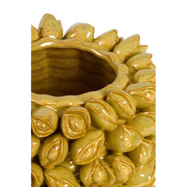 Light & Living Vaas deco Ø23,5x15 cm ANABELA keramiek olijf groen-bruin