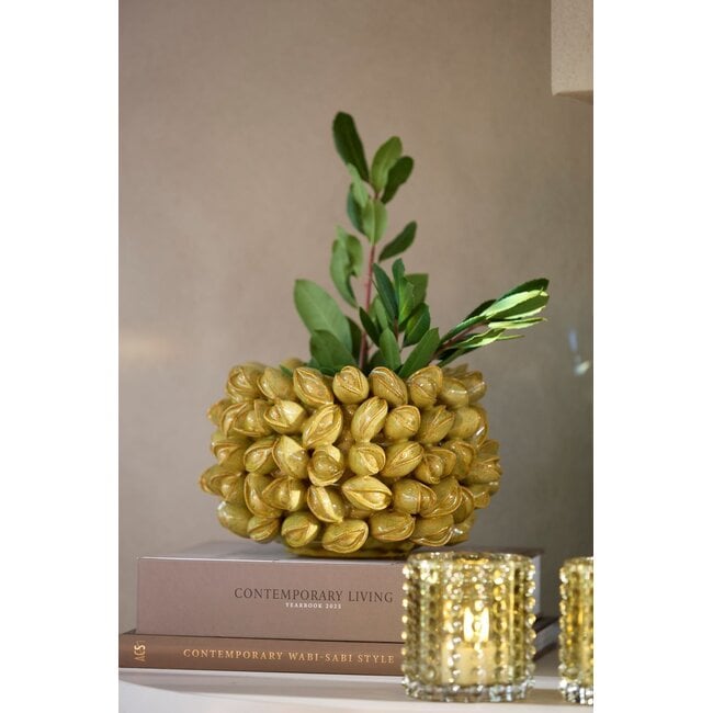 Light & Living Vaas deco Ø23,5x15 cm ANABELA keramiek olijf groen-bruin