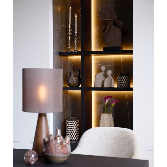 Light & Living Vaas deco Ø16x26,5 cm OLITE bamboe crème+donker bruin