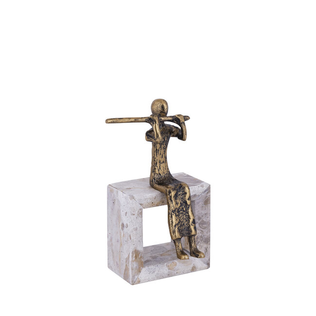 PTMD Aleria Gold casted alu flute lady on marble base