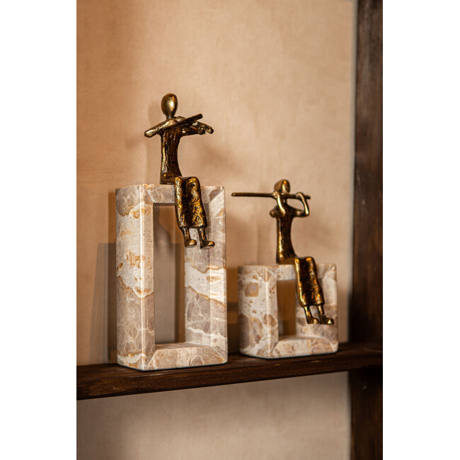 PTMD Aleria Gold casted alu flute lady on marble base