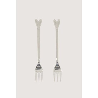 Zusss Set van 2 vorkjes hartje zilver