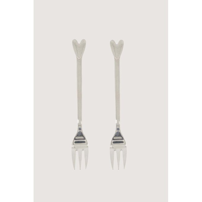 Zusss Set van 2 vorkjes hartje zilver