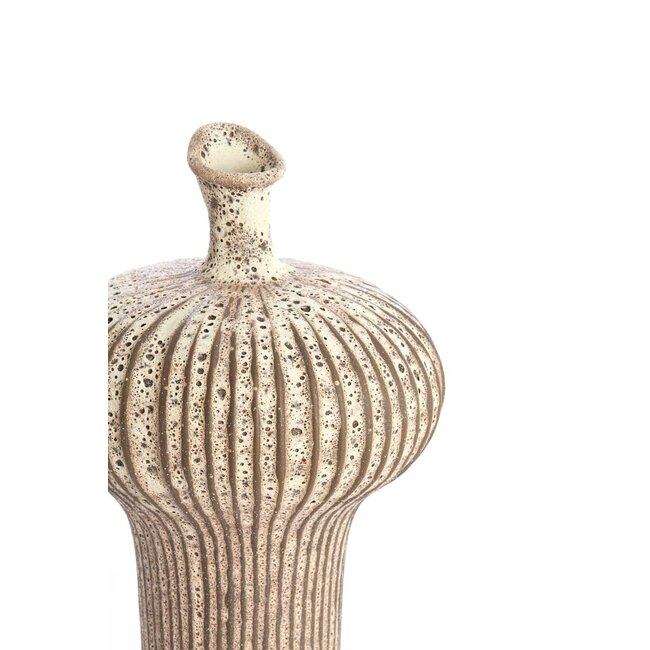 Light & Living Vaas deco Ø23,5x42,5 cm NEVANO mat donker bruin+crème