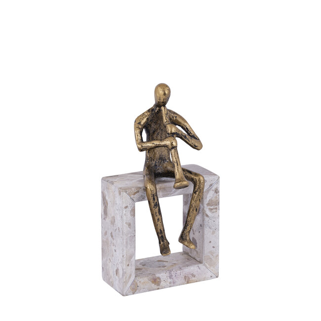 PTMD Aleria Gold casted alu trumpet man on marble base