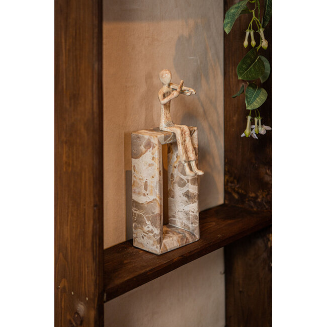 PTMD Aleria Beige casted alu violin lady on marble base