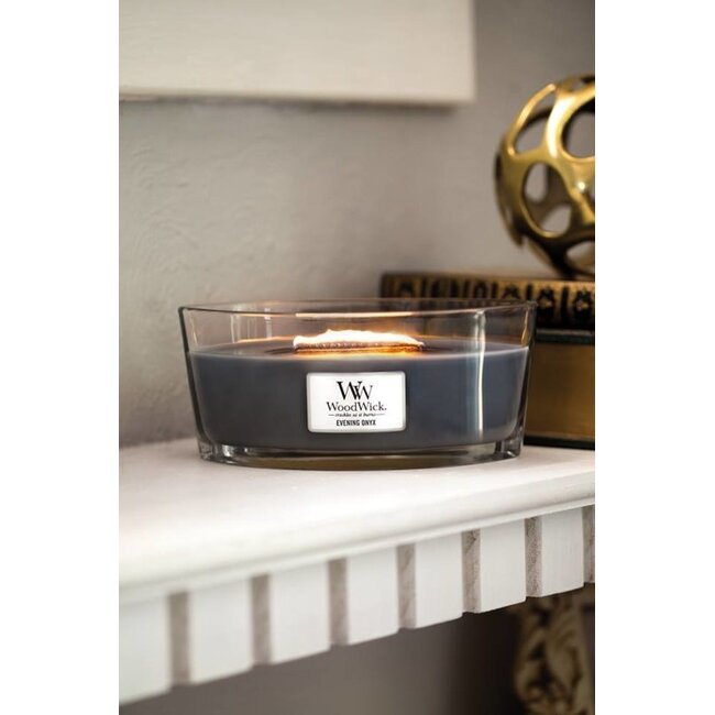 Woodwick Evening Onyx Ellipse WoodWick© HearthWick Flame© 50h