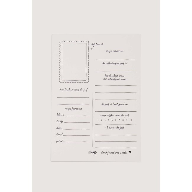 Zusss Ansichtkaart armbandje liefste juf