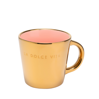 Vondels Cappuccino Cup – La Dolce Vita Gold & Pink 250ml#
