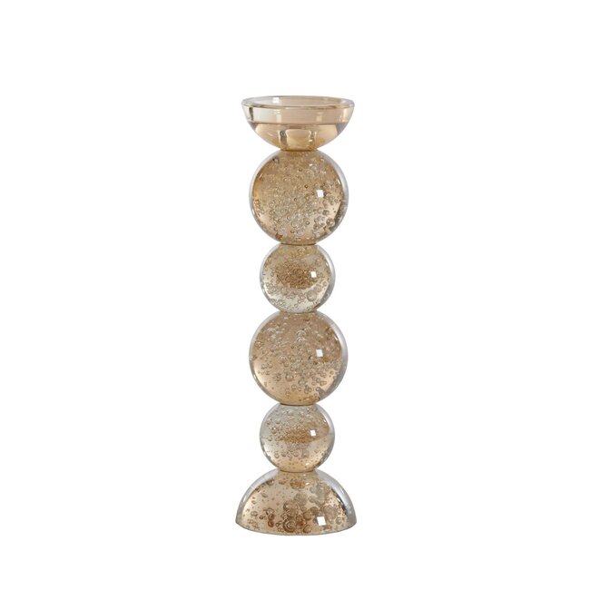 Light & Living Kaarsenhouder Ø9,5x34 cm ITINGA glas bubbel amber