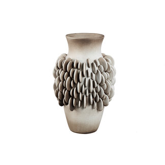PTMD Wina Beige ceramic vase with round scales high L