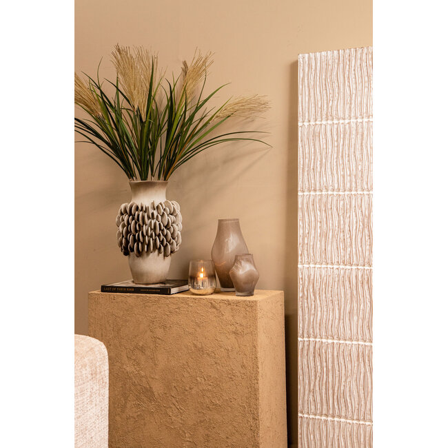 PTMD Wina Beige ceramic vase with round scales high L