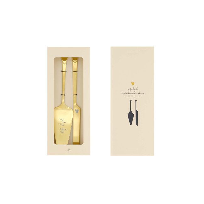 Zusss Taartschep en taartmes set goud