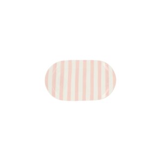 Zusss Serveerschaal serveerschaal streep 20x11,5cm wit/roze