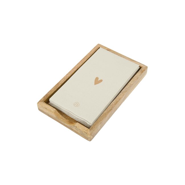 Zusss Servethouder hout hartje 11x20cm naturel