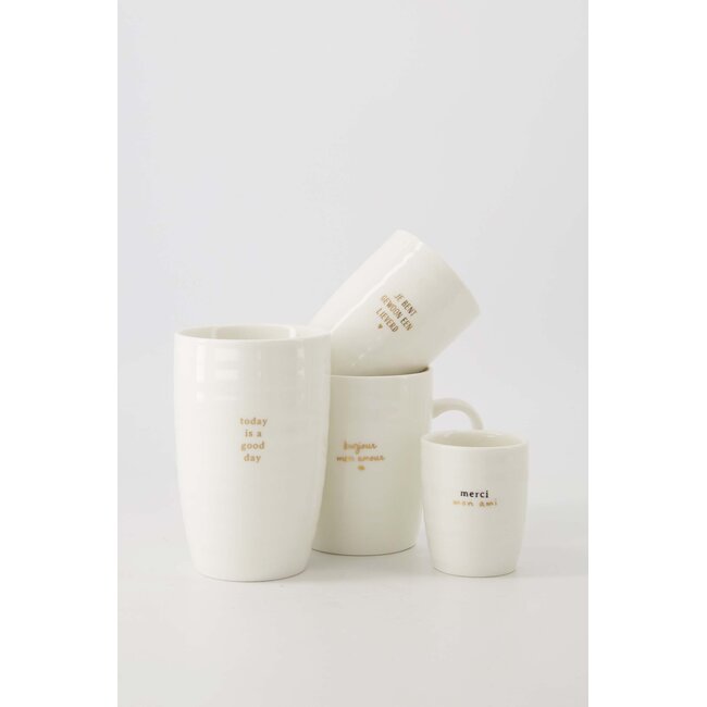 Zusss Theemok bonjour mon amour wit/goud