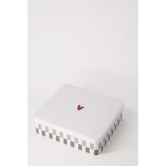 Zusss Koekblik hartje rood/grijs/groen