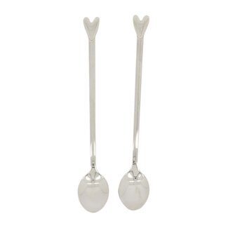 Zusss Set van 2 lange lepels hartje zilver