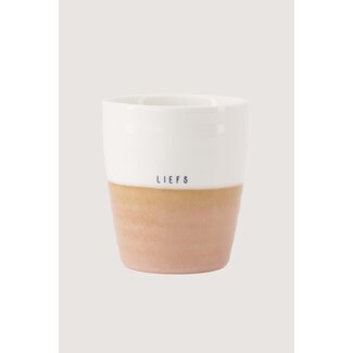 Zusss Koffiemok liefs wit / roze