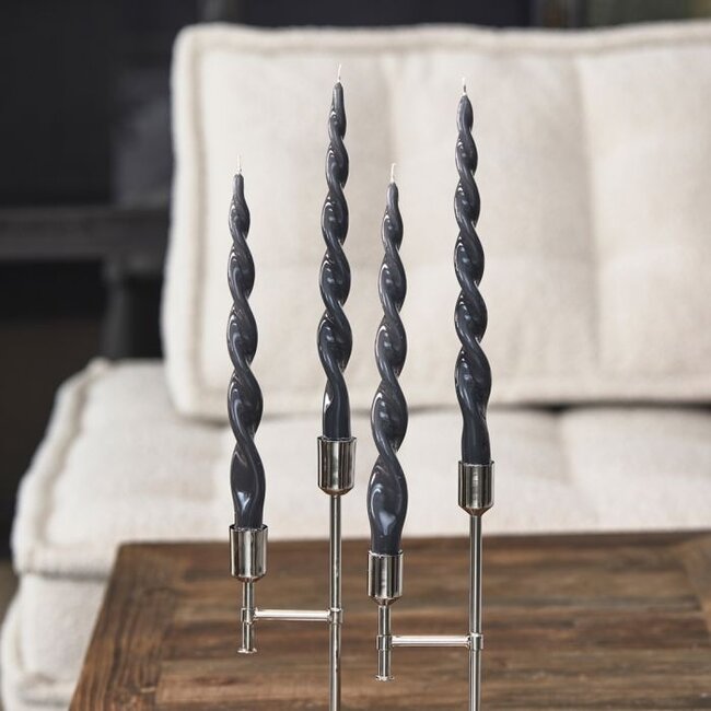 Riviera Maison Dinerkaars Twisted, Donkergrijs, 4 Stuks