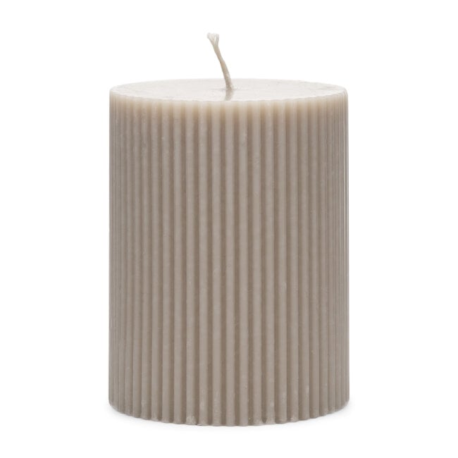 Riviera Maison Fine Rib Pillar Candle flax 7x9