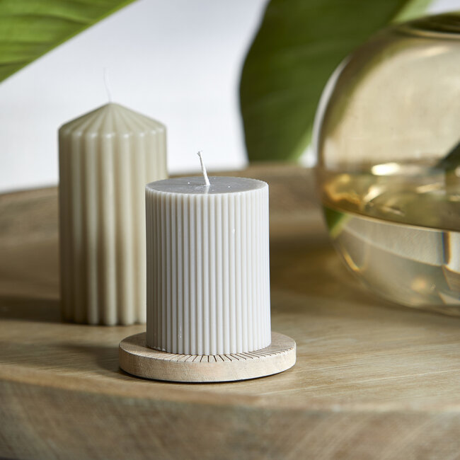 Riviera Maison Fine Rib Pillar Candle flax 7x9