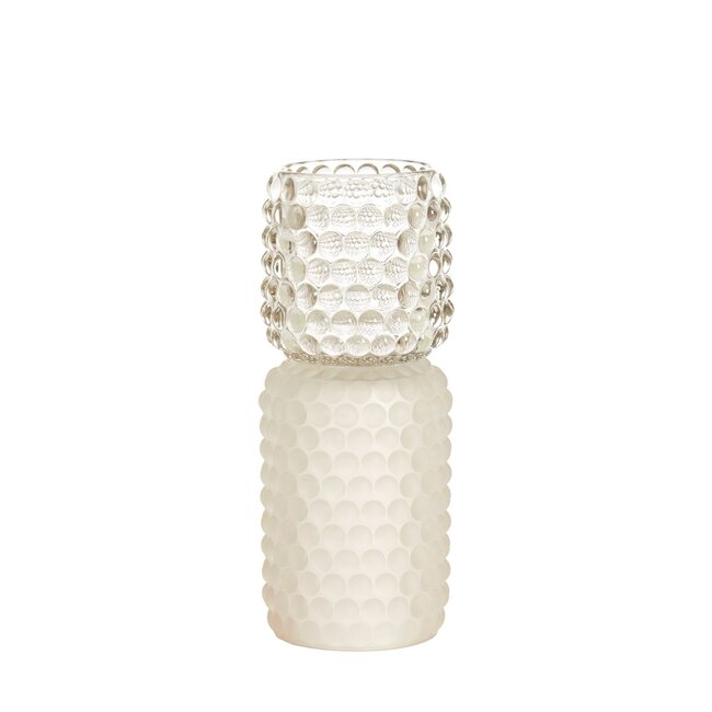 Light & Living Theelicht op voet Ø9x20,5 cm BUBLINI glas mat wit + helder