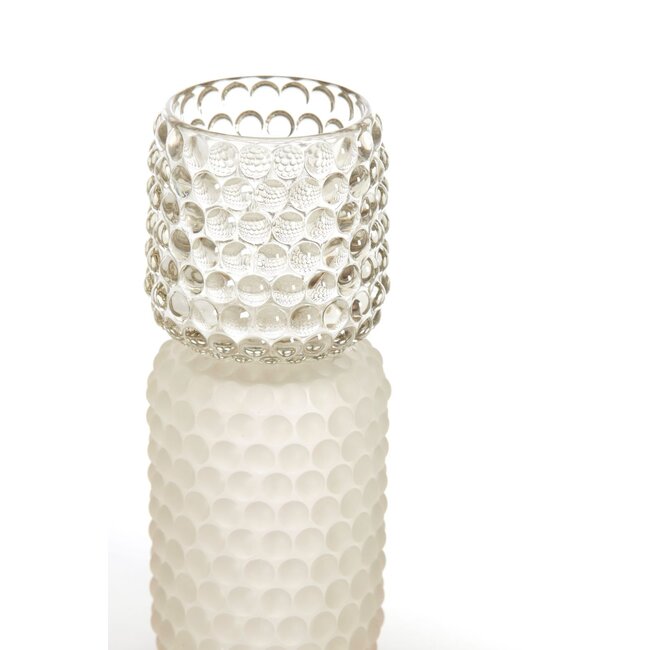 Light & Living Theelicht op voet Ø9x20,5 cm BUBLINI glas mat wit + helder