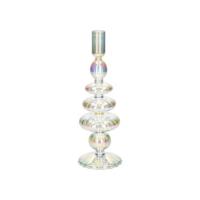 Voile Glazen Kandelaar met Parlemoer Effect – 27,5 cm