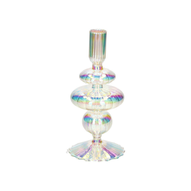 Voile Glazen Kandelaar met Parlemoer Effect – 20 cm