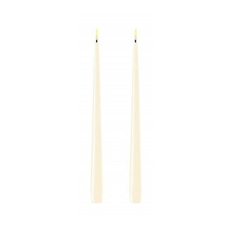 Deluxe Homeart Cream LED Shiny Dinner Candle Ø2,2x28 cm 2 pcs.