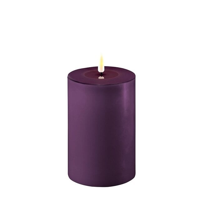 Deluxe Homeart Dark Purple Real Flame LED Candle Ø10x15 cm