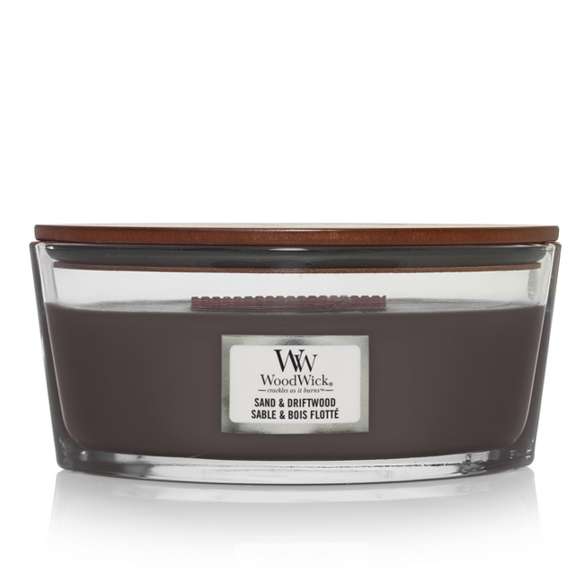 Woodwick Sand & Driftwood Ellipse WoodWick© HearthWick Flame© 50h
