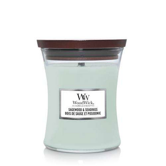 Woodwick Sagewood & Seagrass Medium Candle WoodWick© 60h.
