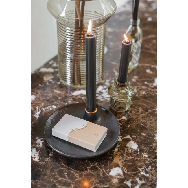 Zusss 4 rustieke kaarsen 20cm zwart