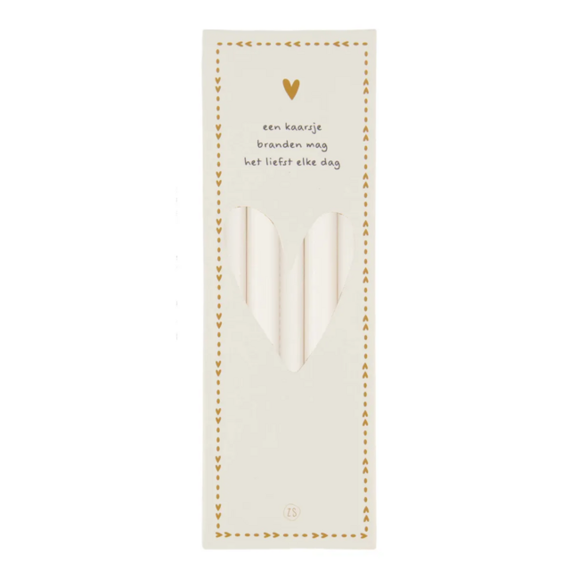 Zusss Doosje met 10 smalle kaarsjes 17cm off white