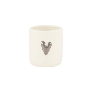 Zusss Geurkaarsje keramiek hartje wit/zilver