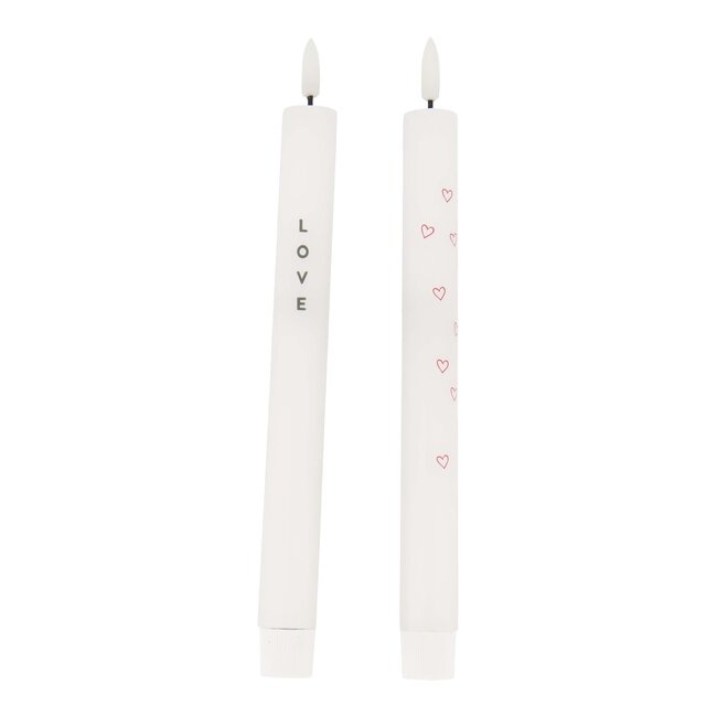 Zusss Set van 2 ledkaarsen love wit/groen/rood
