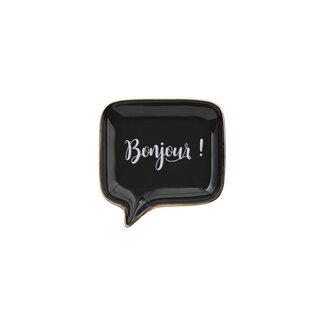 Love Plate Porcelain, Speech Bubble Bonjour! Black