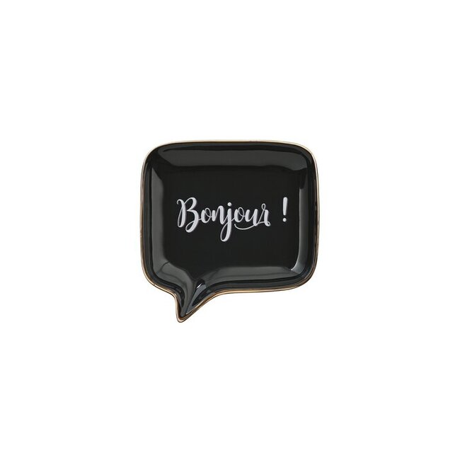 Love Plate Porcelain, Speech Bubble Bonjour! Black