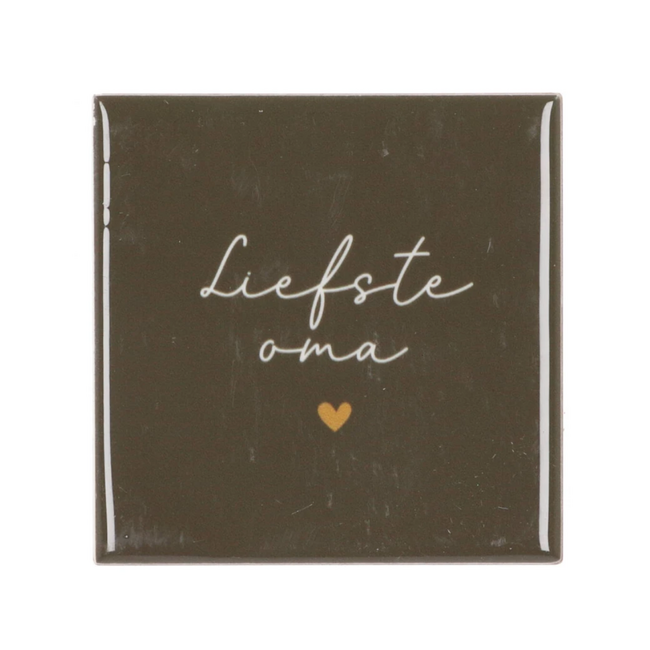 Tegeltje 'Liefste oma' – Forest Groen & Goud 10x10x1cm