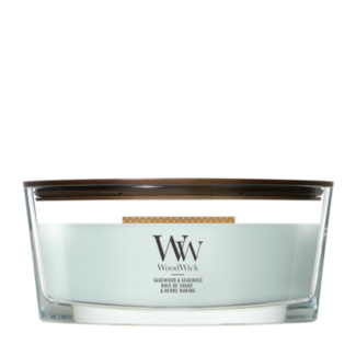 Woodwick Sagewood & Seagrass Ellipse WoodWick© HearthWick Flame© 50h