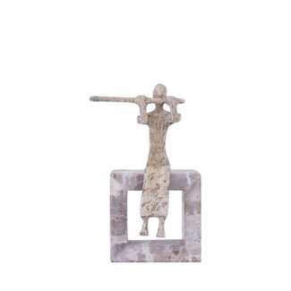 PTMD Aleria Beige casted alu flute lady on marble base PTMD Aleria Beige casted alu flute lady on marble base