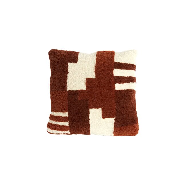 Light & Living Kussen 45x45 cm SYLINA crème+donker oranje+bruin